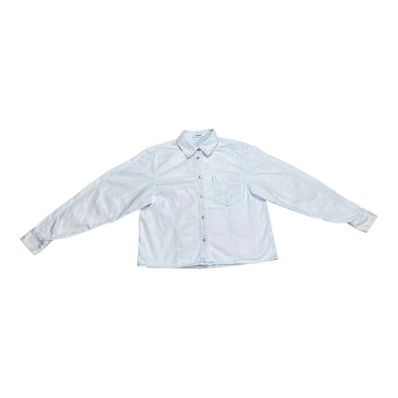Thakoon Light Wash Denim Chambray Cropped Shaket Size 6 - Picture 1 of 4